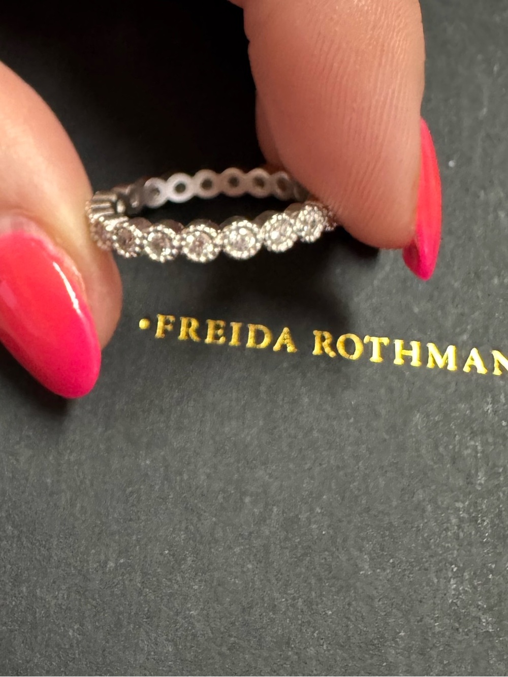 Freida Rothman Matte Silver Pave Stacking Ring - Picture 6 of 7